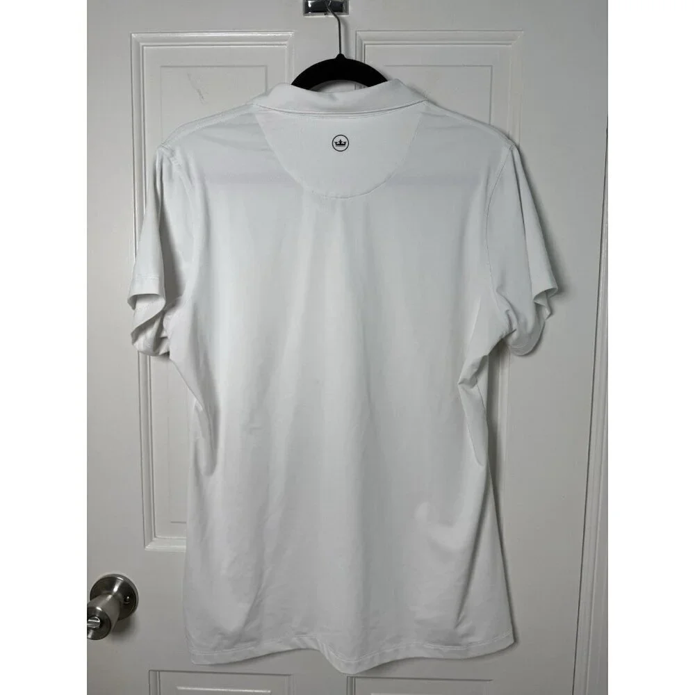 Peter Millar Women’s White Fitted Golf Polo Shirt SPF 50 Sz Large EUC